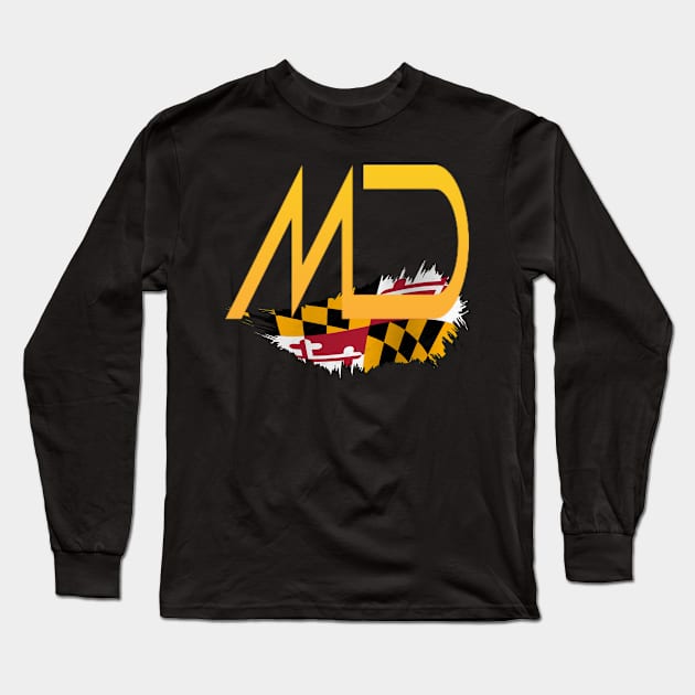 MD STATE FLAG DESIGN Long Sleeve T-Shirt by The C.O.B. Store